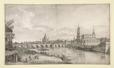 Kilátás a hídra Drezdában az Elba felett alkotó: Bernardo Bellotto