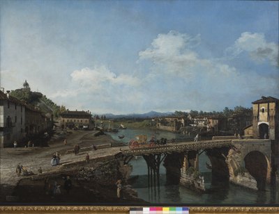 Kilátás a Pó feletti ősi hídra Torinóban, 1745 alkotó: Bernardo Bellotto
