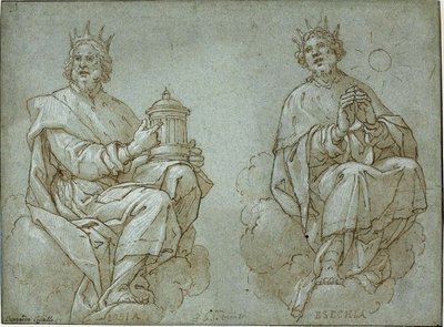 Júda két ülő királya; Jósiás és Ezékiás alkotó: Bernardo Castello