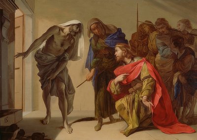 Saul és az endori boszorkány. 1650-56 körül alkotó: Bernardo Cavallino