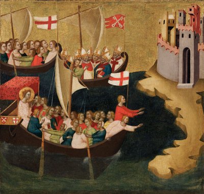 Szent Orsolya megérkezése Kölnbe, 1333 körül (tempera és aranylevél a panelen) alkotó: Bernardo Daddi