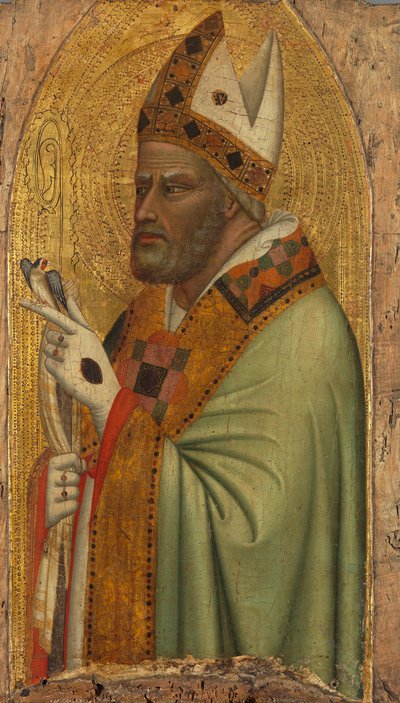 Heiliger Bischof mit einem Stieglitz alkotó: Bernardo Daddi