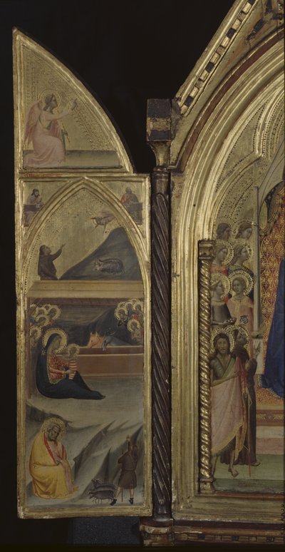 Születés (bal oldali panel) (végre) alkotó: Bernardo Daddi