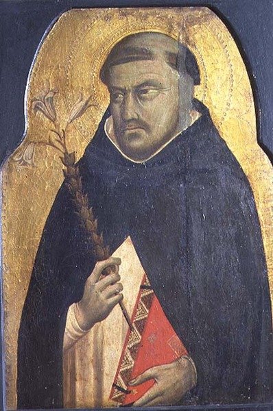 Szent Domonkos, eredetileg egy 1340 körüli poliptichon oldalfalán (tempera, tábla) alkotó: Bernardo Daddi