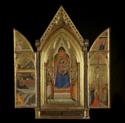 A Szűz és a Szentekkel trónoló gyermek (középpanel) (recto) alkotó: Bernardo Daddi