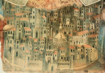 Firenze kilátása, részlet a "La Madonna della Misericordia"-ból alkotó: Bernardo Daddi