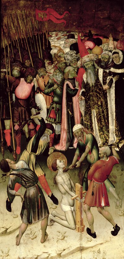 A Szent György-üldözés. c.1435 (olaj a panelen) alkotó: Bernardo Martorell