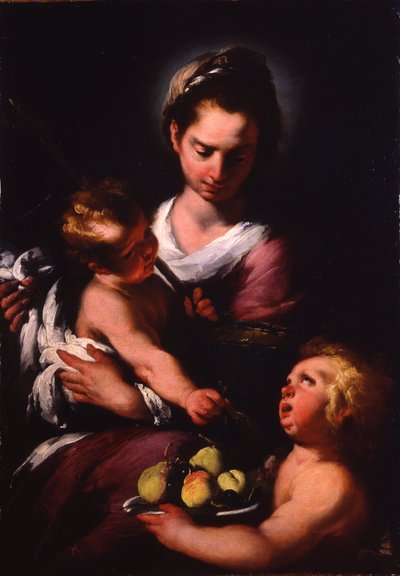 A Szűzanya és gyermeke a csecsemő Szent Jánossal alkotó: Bernardo Strozzi
