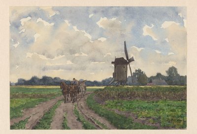 Táj malom és kocsi Vordenben alkotó: Bernardus Bueninck (signed by artist)