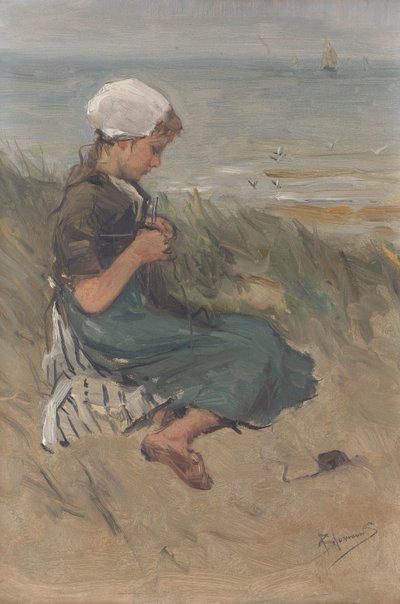 Lány kötő a dűnékben alkotó: Bernardus Johannes Blommers