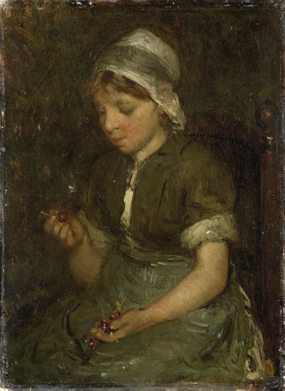Lány cseresznyével alkotó: Bernardus Johannes Blommers