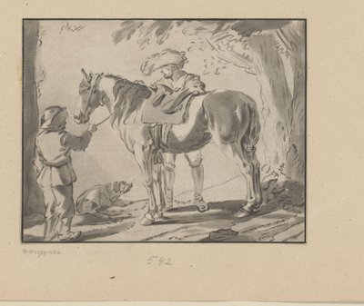 Két férfi egy ló mellett alkotó: Bernhard Schreuder