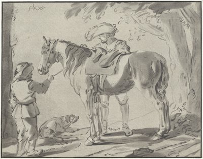 Két férfi egy ló mellett alkotó: Bernhard Schreuder