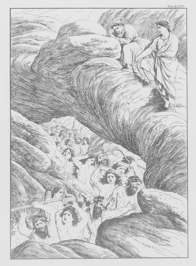Dante Isteni komédiája, Inferno (Pokol), XXXI. tábla (litográfia) alkotó: Bernhard Schuler