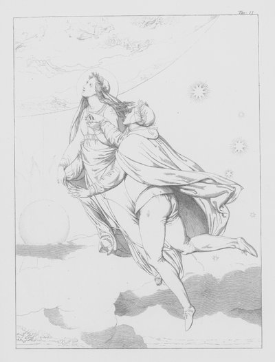 Dante Isteni komédiája, Paradiso (Mennyország), II. tábla (litográfia) alkotó: Bernhard Schuler
