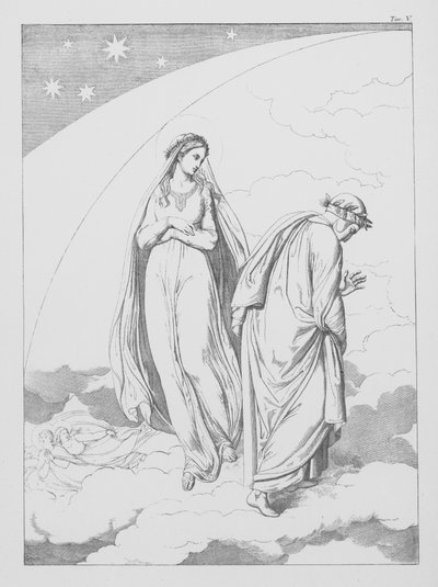 Dante Isteni komédiája, Paradiso (Mennyország), V. tábla (litográfia) alkotó: Bernhard Schuler