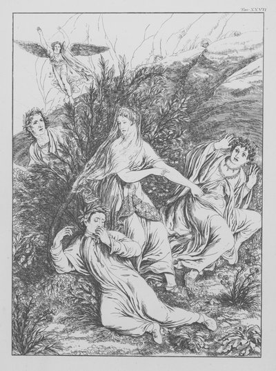 Dante Isteni komédiája, Purgatorio (Purgatórium), XXVII. tábla (litó) alkotó: Bernhard Schuler