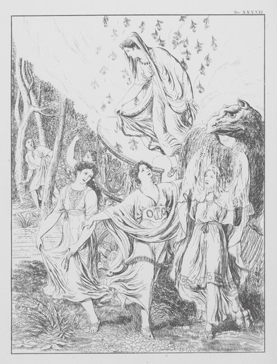 Dante Isteni komédiája, Purgatorio (Purgatórium), XXXVII. tábla (litográfia) alkotó: Bernhard Schuler