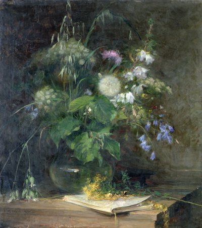 Vadvirágok üvegvázában alkotó: Bertha Wegmann
