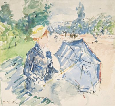 Egy nő ül egy padon az Avenue du Bois-n, 1885. alkotó: Berthe Morisot