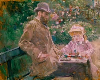 Eugene Manet és lánya a Bougival kertben alkotó: Berthe Morisot