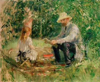 Eugène Manet és lánya a kertben alkotó: Berthe Morisot