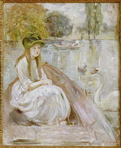 Jeanne Fourmanoir Aside the Lake. Painting by Berthe Morisot alkotó: Berthe Morisot