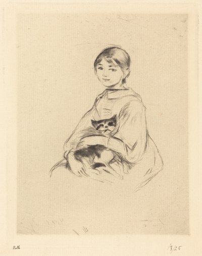 Julie Manet, aki egy macskát tart a kezében alkotó: Berthe Morisot