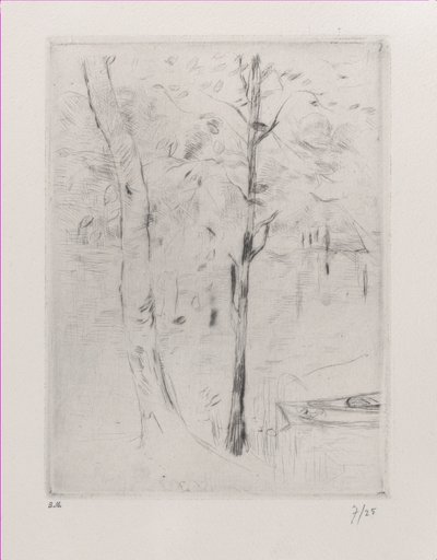 Tájkép Fatörzsek egy folyó mellett, 1888. alkotó: Berthe Morisot