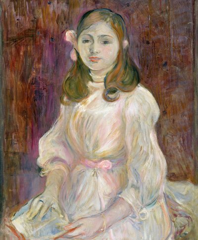 Julie Manet (1878-1966) portréja könyvet tartva, 1889 alkotó: Berthe Morisot
