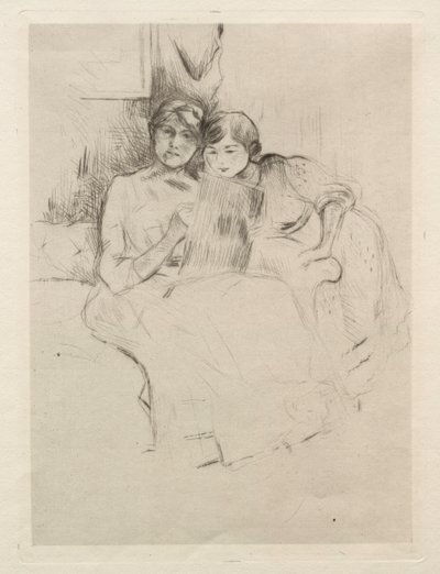 A rajzlecke (Berthe Morisot rajzol a lányával) alkotó: Berthe Morisot