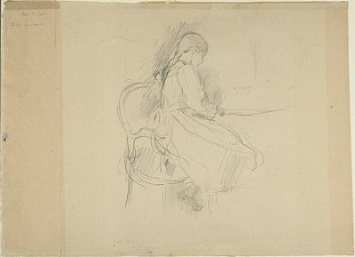 Fiatal lány egy asztalnál ülve alkotó: Berthe Morisot