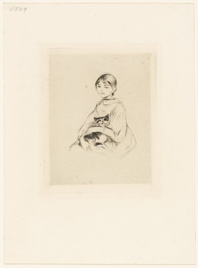 Fiatal lány egy macskával alkotó: Berthe Morisot