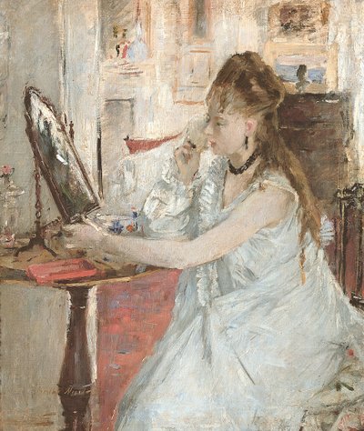 Fiatal nő púderezi az arcát alkotó: Berthe Morisot