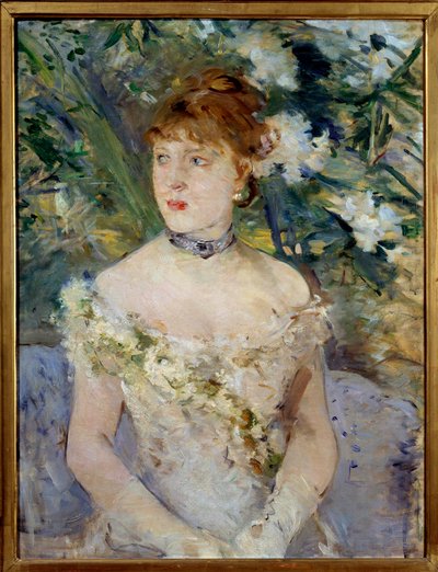 Fiatal nő Ball WC-festményen, Berthe Morisot alkotó: Berthe Morisot