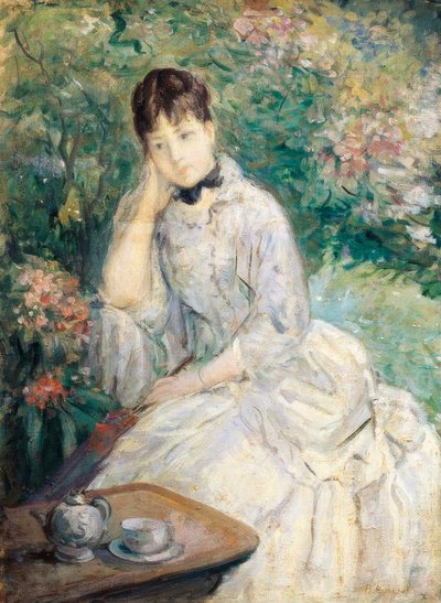 Fiatal nő ül a kanapén, alkotó: Berthe Morisot