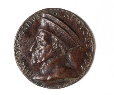 Cosimo il Grandét ábrázoló érem: recto alkotó: Bertoldo di Giovanni
