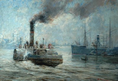 Egy ködös nap a Rochester folyón alkotó: Bertram Priestman