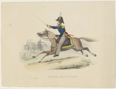 belga vezérőrnagy, 1830 belga vezérőrnagy (cím a tárgyon) Belga jelmezek: régi és modern, katonai, polgári és vallási, 1830 (sorozat címe) alkotó: Bertrand