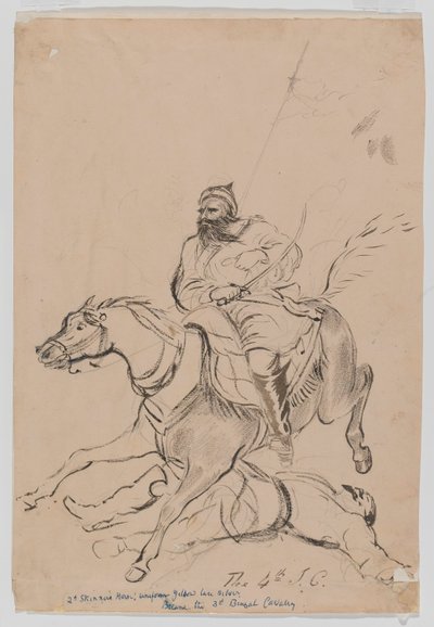 A 4. irreguláris lovasság, 1845 körül (akvarell) alkotó: Bethune Donald Grant