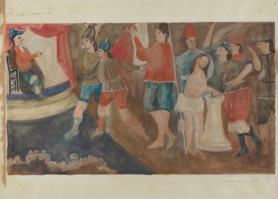 1. számú keresztút: Jézus halálra van ítélve, c. 1936. alkotó: Beulah Bradleigh