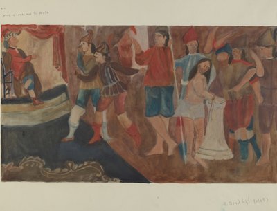 1. számú keresztút: Jézus halálra van ítélve, c. 1936. alkotó: Beulah Bradleigh