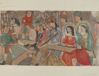 9. számú keresztút: Jézus harmadszor elesik, c. 1936. alkotó: Beulah Bradleigh