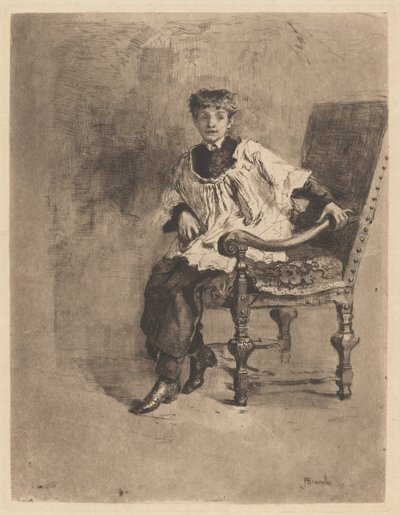 Ülő Akolitus, c. 1872. alkotó: Bianchi Mose