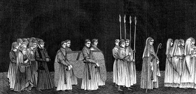 Az egyetem rektora és a Saint-Victors-apátság szerzeteseinek körmenete, 1849. XV. század. alkotó: Bisson and Cottard