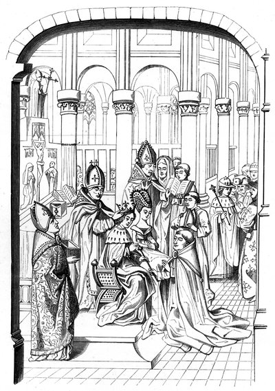 V. Károly francia király megkoronázása 1337-1380, 1849. XIV. század. alkotó: Bisson and Cottard