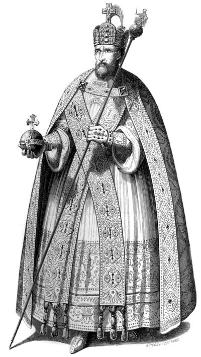 A császárok koronázásaik során viselt jelmez Nagy Károly kora óta, 1579-1846. alkotó: Bisson and Cottard