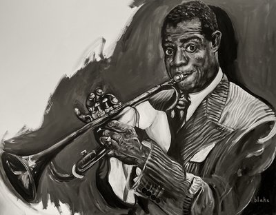 Louis Armstrong, 2021 körül (akril, vászon) alkotó: Blake Munch