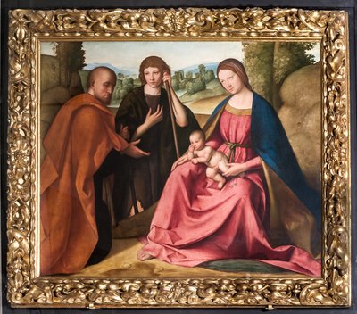 A Pásztorok imádása Madonna Kis Jézussal és két pásztorral") alkotó: Boccaccio Boccaccino