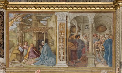 Central Aave, negyedik északi szakasz, a pásztorok imádása, körülmetélés, Boccaccio Boccaccino 1516-1717 alkotó: Boccaccio Boccaccino